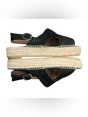 Paseart Black Suede Leather
Espadrille Platform Sandals Sz 37 
Made in Spain.